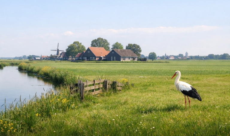 landelijke woning met vrij uitzicht over weiland